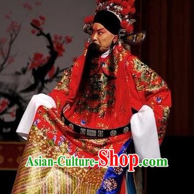Chinese Beijing Opera Garment Peking Opera Judge Bao and the Qin Xianglian Case Apparels Costumes Embroidered Robe and Hat