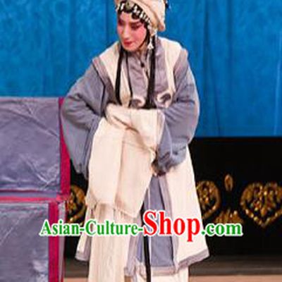 Traditional Chinese Peking Opera Distress Maiden Judge Bao and the Qin Xianglian Case Costumes Apparel Tsing Yi Garment and Headwear