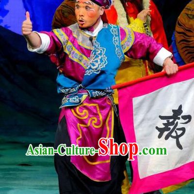 Chinese Peking Opera Martial Men Apparels Yangmen Female General Costumes Wusheng Takefu Rosy Garment and Hat Complete Set