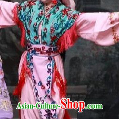 Chinese Traditional Peking Opera Servant Girl Costumes Matchmaker Garment Young Lady Pink Dress Apparels and Headdress