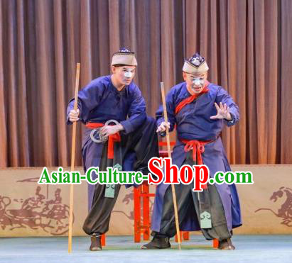 Chinese Peking Opera Figurant Apparels Costumes San Cha Kou Clown Chou Garment and Headwear Chinese Peking Opera Figurant Apparels Costumes San Cha Kou Clown Chou Garment and Headwear