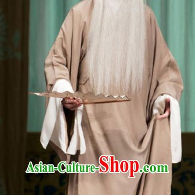 Chinese Peking Opera Elderly Men Apparels Costumes Four Scholars Lao Sheng Jinshi Garment and Hat Complete Set