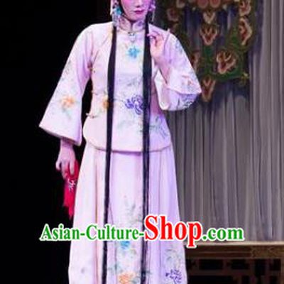 Traditional Chinese Peking Opera Xiao Dan Apparels Garment Four Scholars Actress Young Lady Pink Dress Costumes and Headwear