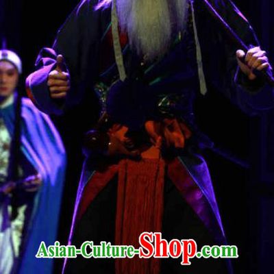 Chinese Peking Opera Old Men Costumes The Revenge of Prince Zi Dan Poor Elderly Male Garment Apparels and Headwear