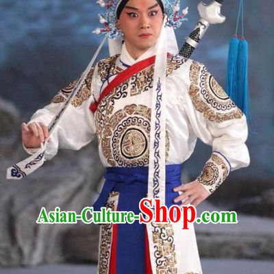 Chinese Peking Opera Martial Male Costumes In Pursuit of The General Apparels Wu Sheng Takefu Han Xin Garment and Headwear