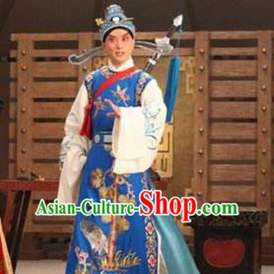 Chinese Peking Opera Niche Young Male Costumes In Pursuit of The General Apparels Han Xin Scholar Garment and Headwear