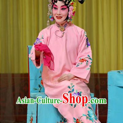 Traditional Chinese Peking Opera Imperial Consort Costumes Apparels Garment Zhu Lian Zhai Hua Tan Pink Dress and Headdress