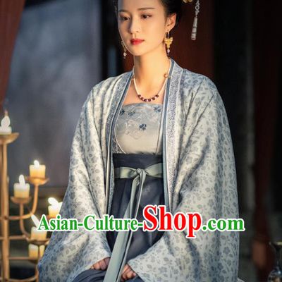 Ancient Chinese Imperial Consort Zhang Historical Garment Song Dynasty Drama Serenade of Peaceful Joy Palace Lady Costumes and Headpiece Complete Set
