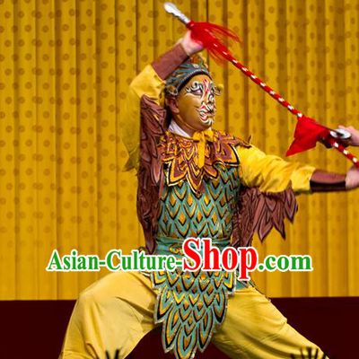 Chinese Peking Opera Takefu Wu Sheng Costumes The Fire Fenix Apparels Martial Male Actor Garment and Headwear