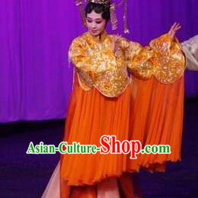 Chinese Kun Opera Young Female Apparels Costumes The Fragrant Companion Peking Opera Hua Tan Garment Golden Dress and Headdress
