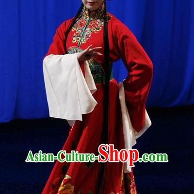 Chinese Kun Opera Hua Tan Apparels Costumes The Fragrant Companion Peking Opera Diva Young Lady Red Dress Garment and Hair Accessories