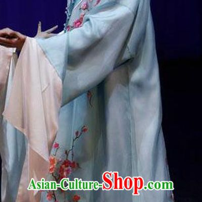 Chinese Peking Opera Young Male Costumes Kun Opera The Fragrant Companion Niche Apparels Garment Scholar Blue Embroidered Robe and Headpiece
