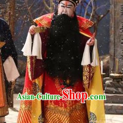 Chinese Historical Beijing Opera Old Men Costumes Cao Cao And Yang Xiu Apparels Elderly Male Garment and Hat