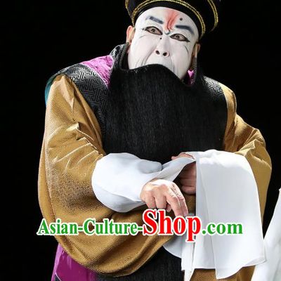 Chinese Historical Beijing Opera Painted Face Role Costumes Cao Cao And Yang Xiu Apparels Elderly Male Garment and Hat