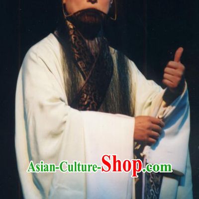 Chinese Historical Beijing Opera Adviser Costumes Cao Cao And Yang Xiu Apparels Elderly Male Role Garment and Hat