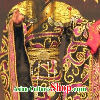 Chinese Historical Beijing Opera King Zeng Houyi Apparels Peking Opera Elderly Male Monarch Garment Costumes and Hat