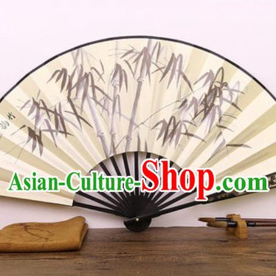 Chinese Traditional Ink Painting Bamboo Silk Fans Handmade Accordion Classical Dance Folding Fan