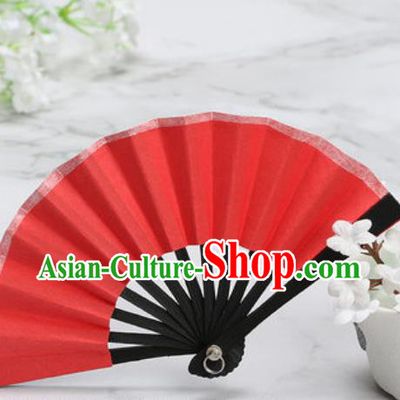 Chinese Traditional Little Red Paper Fans Handmade Accordion Classical Dance Folding Fan