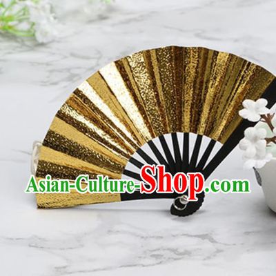 Chinese Traditional Little Golden Paper Fans Handmade Accordion Classical Dance Folding Fan