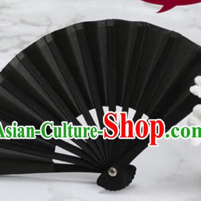 Chinese Traditional Little Black Paper Fans Handmade Accordion Classical Dance Folding Fan
