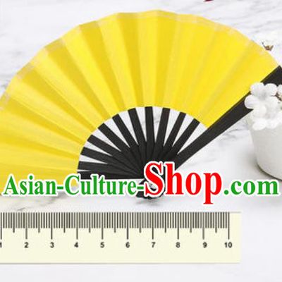 Chinese Traditional Little Yellow Paper Fans Handmade Accordion Classical Dance Folding Fan