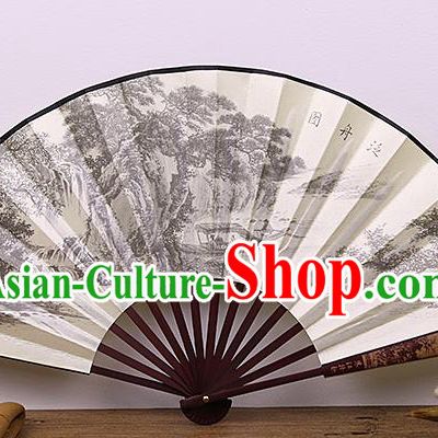 Chinese Hand Painting Landscape Fan Traditional Classical Dance Accordion Fans Folding Fan