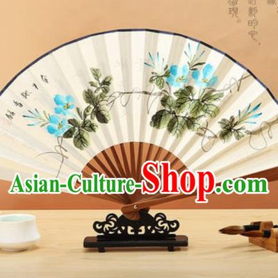 Chinese Hand Painting Petunia Paper Fan Traditional Classical Dance Accordion Fans Folding Fan