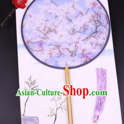 Handmade Chinese Printing Mangnolia Blue Silk Fans Traditional Classical Dance Palace Fan for Women