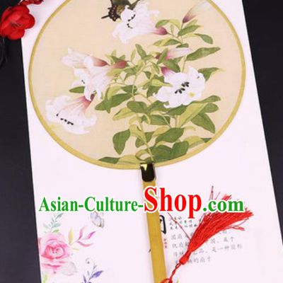 Chinese Traditional Printing Butterfly Flowers Yellow Silk Fans Handmade Classical Dance Palace Fan for Women