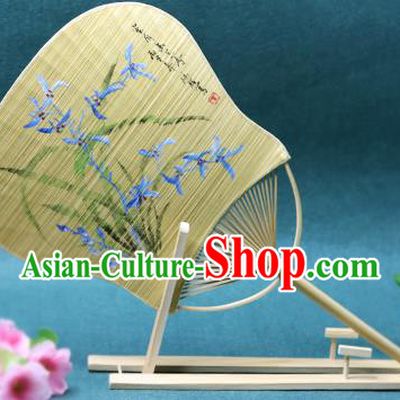 Handmade Chinese Ink Painting Orchids Fans Traditional Classical Dance Bamboo Palace Fan for Women