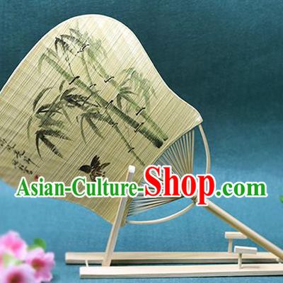 Handmade Chinese Ink Painting Bamboo Fans Traditional Classical Dance Bamboo Palace Fan for Women