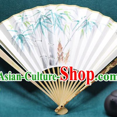 Handmade Chinese Painting Bamboo Mottled Bamboo Fan Traditional Classical Dance Accordion Fans Folding Fan