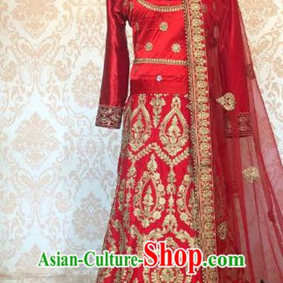 Indian Traditional Lehenga Red Dress Asian India Bride Wedding Costume for Women