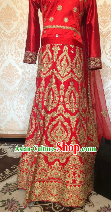 Indian Traditional Lehenga Red Dress Asian India Bride Wedding Costume for Women Indian Traditional Lehenga Red Dress Asian India Bride Wedding Costume for Women