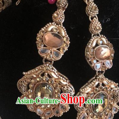 Indian Traditional Wedding Crystal Earrings Asian India Bride Jewelry Accessories for Women