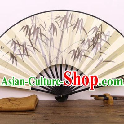 Handmade Chinese Ink Painting Bamboo Carving Fan Traditional Classical Dance Accordion Fans Folding Fan