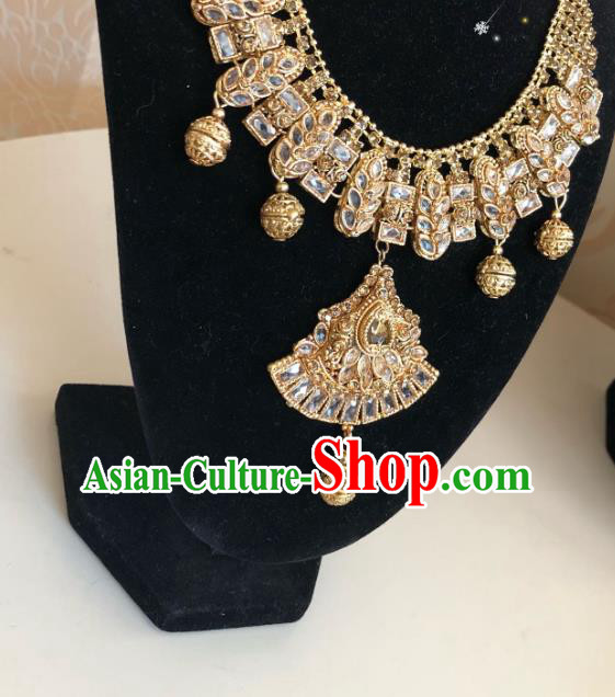 Indian Traditional Wedding Golden Necklace Asian India Bride Jewelry Accessories for Women Indian Traditional Wedding Golden Necklace Asian India Bride Jewelry Accessories for Women