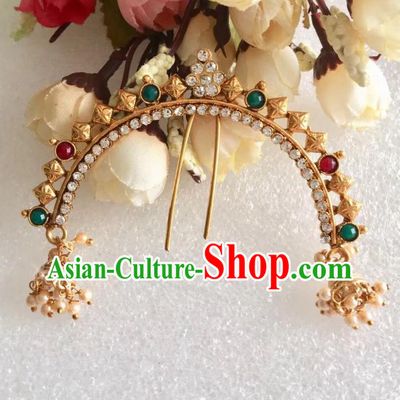 Indian Traditional Wedding Golden Hairpin Asian India Bride Hair Jewelry Accessories for Women