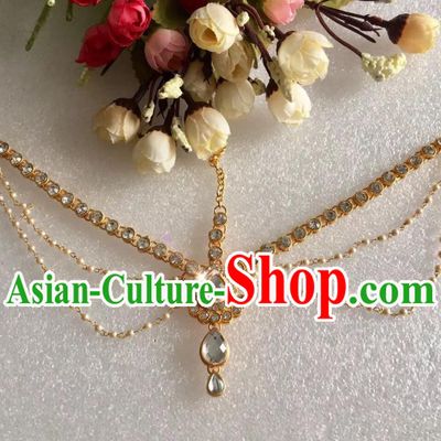 Indian Traditional Wedding Crystal Eyebrows Pendant Asian India Bride Headwear Jewelry Accessories for Women