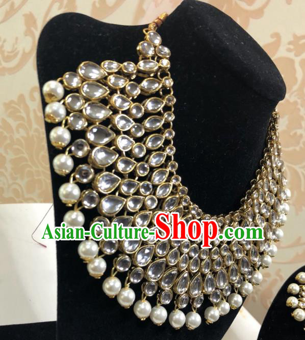 Indian Traditional Wedding Pearls Necklace Asian India Bride Jewelry Accessories for Women Indian Traditional Wedding Pearls Necklace Asian India Bride Jewelry Accessories for Women