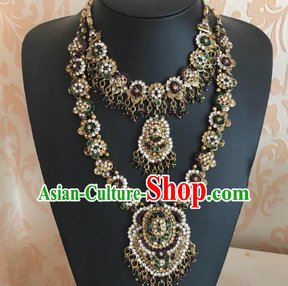 Indian Court Traditional Wedding Necklace Asian India Bride Jewelry Accessories for Women Indian Court Traditional Wedding Necklace Asian India Bride Jewelry Accessories for Women
