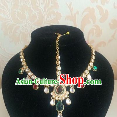 Traditional Indian Court Wedding Hair Clasp Asian India Eyebrows Pendant Headwear Jewelry Accessories for Women