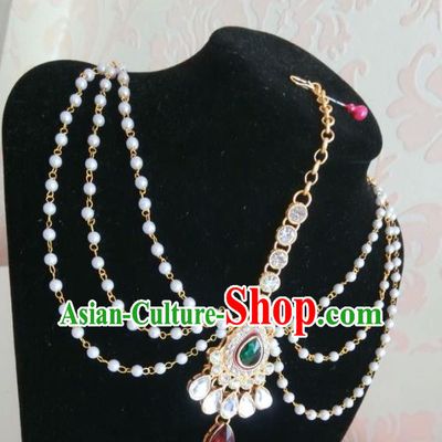 Traditional Indian Court Wedding Beads Hair Clasp Asian India Eyebrows Pendant Jewelry Accessories for Women