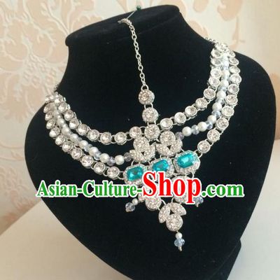 Traditional Indian Court Wedding Hair Accessories Asian India Beads Eyebrows Pendant Jewelry Accessories for Women