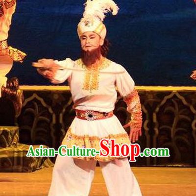 Chinese Traditional Dance Si Lu Hua Yu Ethnic Male Clothing Classical Dance Stage Performance Costume for Men