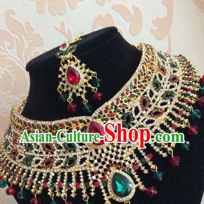 Traditional Indian Court Wedding Hair Accessories and Necklace Asian India Eyebrows Pendant Jewelry Accessories for Women