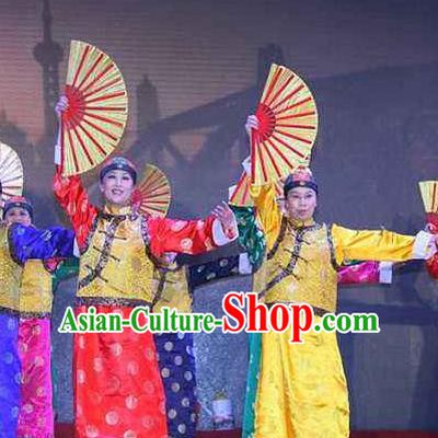 Chinese Beijing My Hometown Qing Dynasty Dance Outfits Traditional Folk Dance Stage Performance Costume for Women