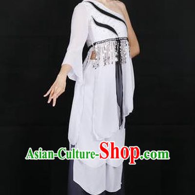 Chinese Feng He Yu Li Folk Dance White Dress Traditional Classical Dance Stage Performance Costume for Women