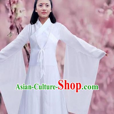 Chinese Liang Liang Dance White Hanfu Dress Traditional Classical Dance Stage Performance Costume for Women