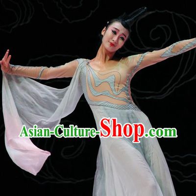 Chinese Fen Mo Stage Performance Dance Light Blue Dress Traditional Classical Dance Costume for Women